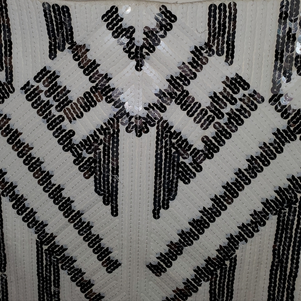 Express White Silver Aztec Sequin Mini Skirt Body… - image 3